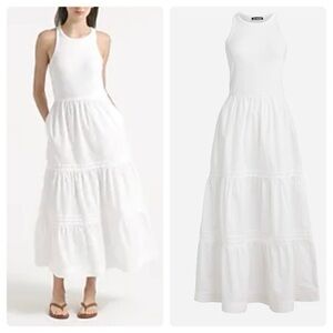 airy gauze empire waist midi dress in stripe Plus Size Eyelet Lace Long Sleeve Notch Neck Empire Waist Tiered Dress